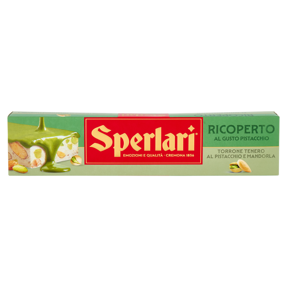 Sperlari Ricoperto al Gusto Pistacchio Torrone Tenero al Pistacchio e Mandorla 200 g