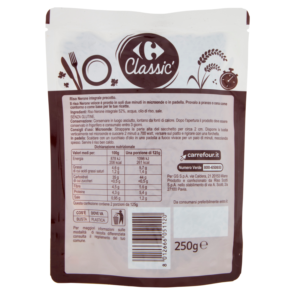Carrefour Classic Riso Integrale Nerone 250 g