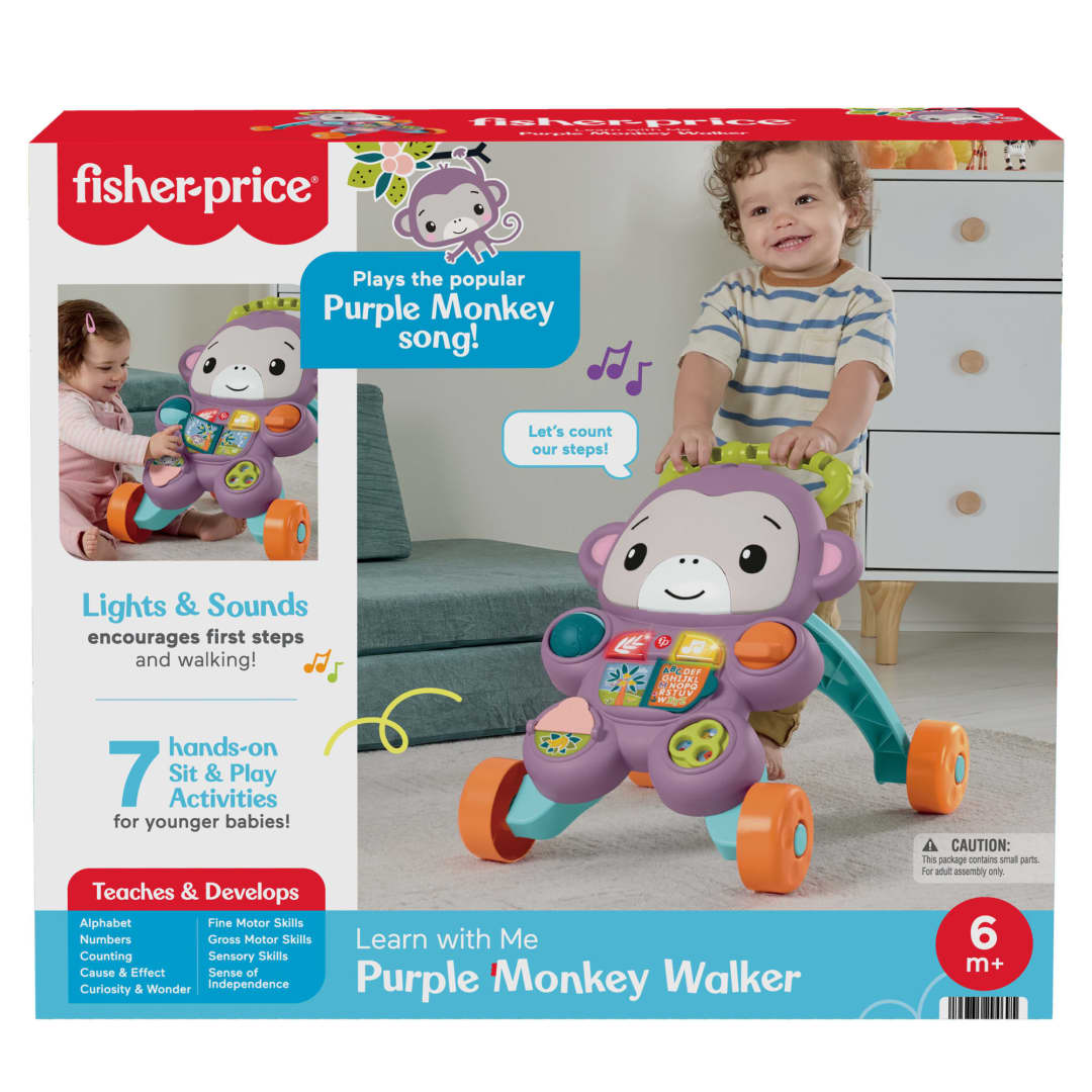 Fisher-Price Scimmietta Viola Primi Passi, Giocattolo Per L'Apprendimento Per Neonati Con Musica E Luci, Versione Italiana