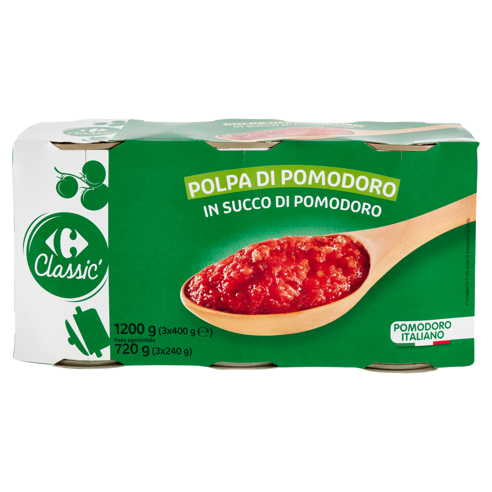 Carrefour Classic Polpa di Pomodoro in Succo di Pomodoro 3 x 400 g