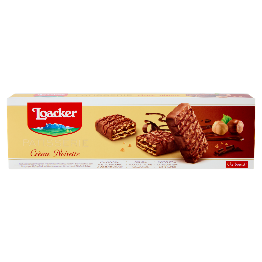 Loacker Patisserie Crème Noisette Wafer con crema alle Nocciole ricoperti di Cioccolato Wafers 100g