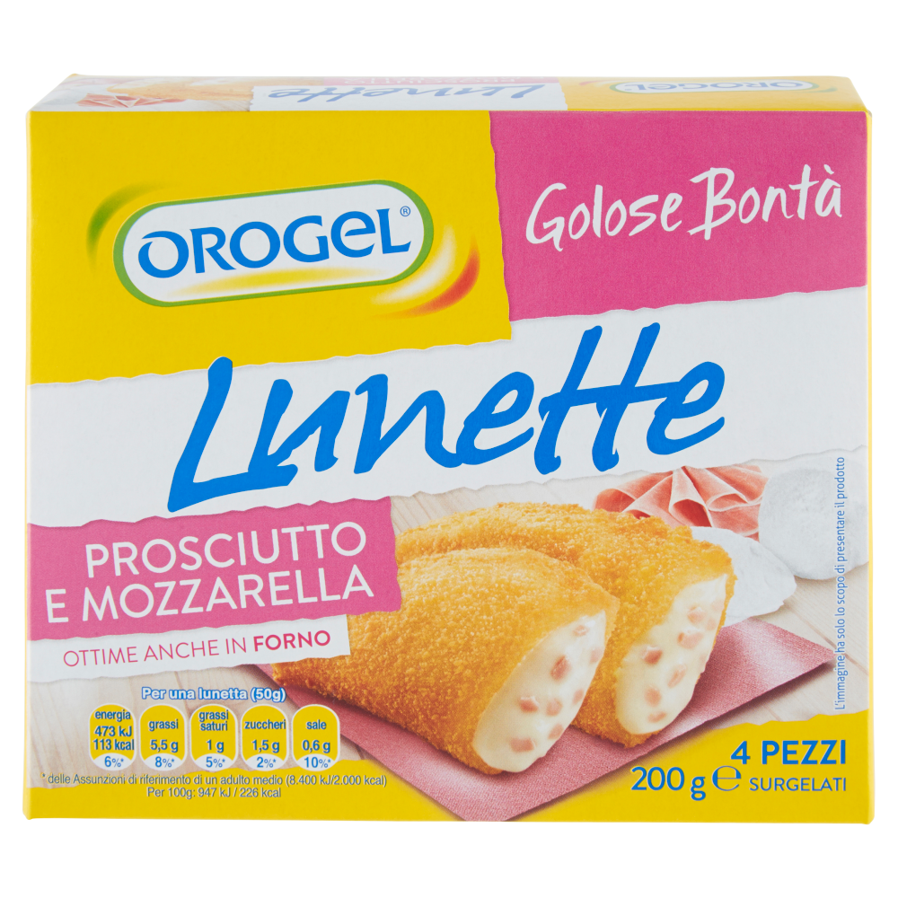 Orogel Golose Bont&agrave; Lunette Prosciutto e Mozzarella Surgelati 4 x 50 g