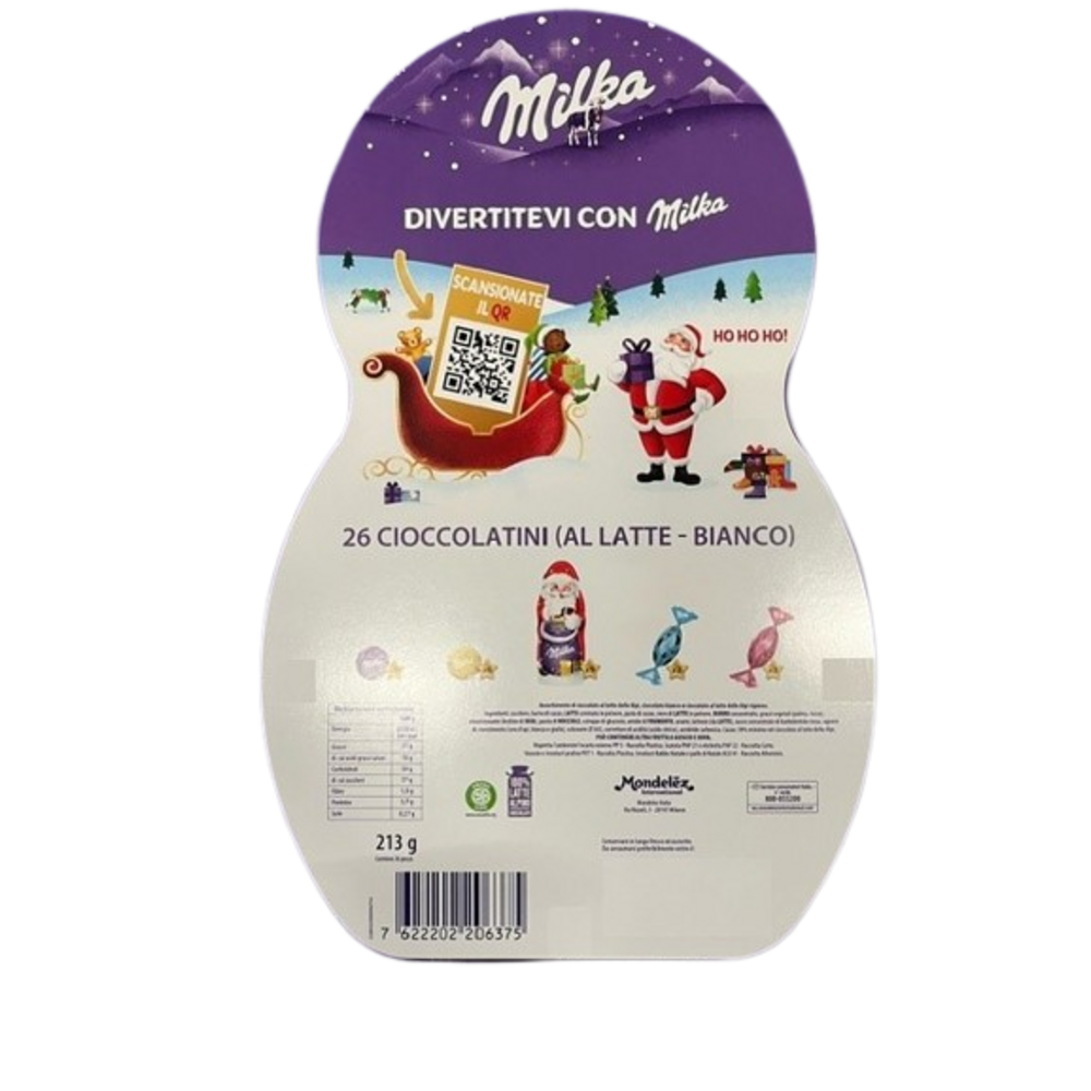 Milka, Calendario dell'Avvento di Natale con Deliziosi Cioccolatini al Latte Milka, 100% Latte Alpino, Cacao Sostenibile, 213g