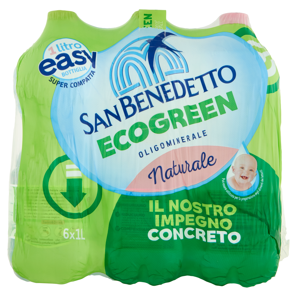 San Benedetto Acqua Naturale Benedicta Ecogreen Easy 6 x 1 L