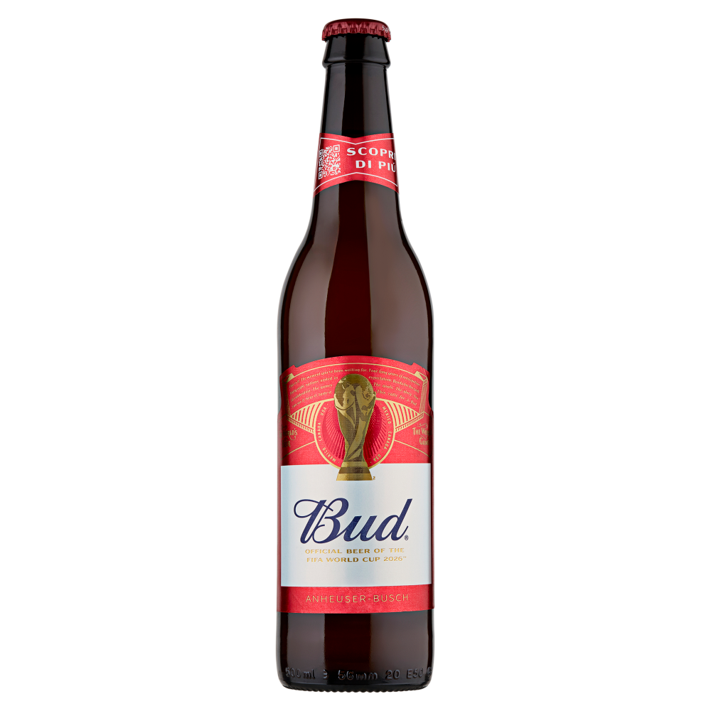 Bud Birra lager internazionale grafica FIFA bottiglia 50 cl