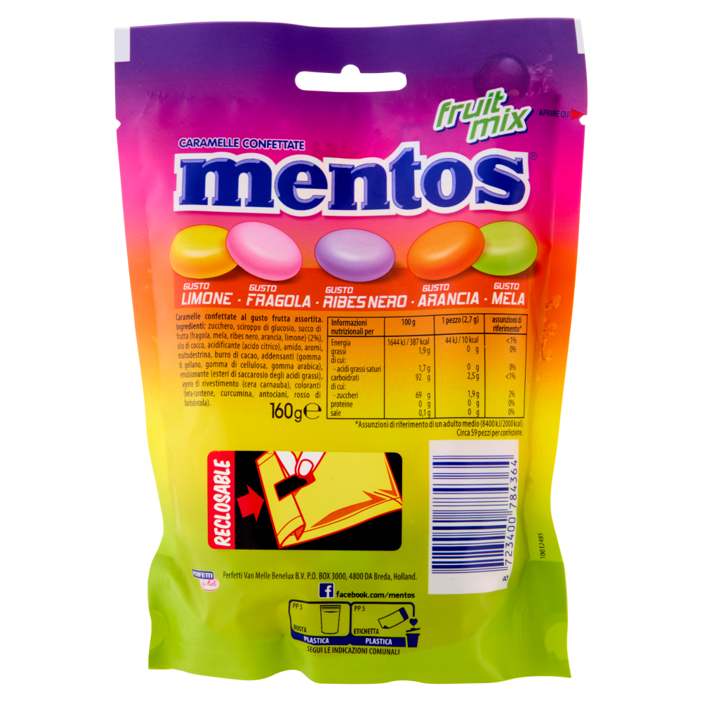 mentos fruit mix Caramelle Confettate 160 g