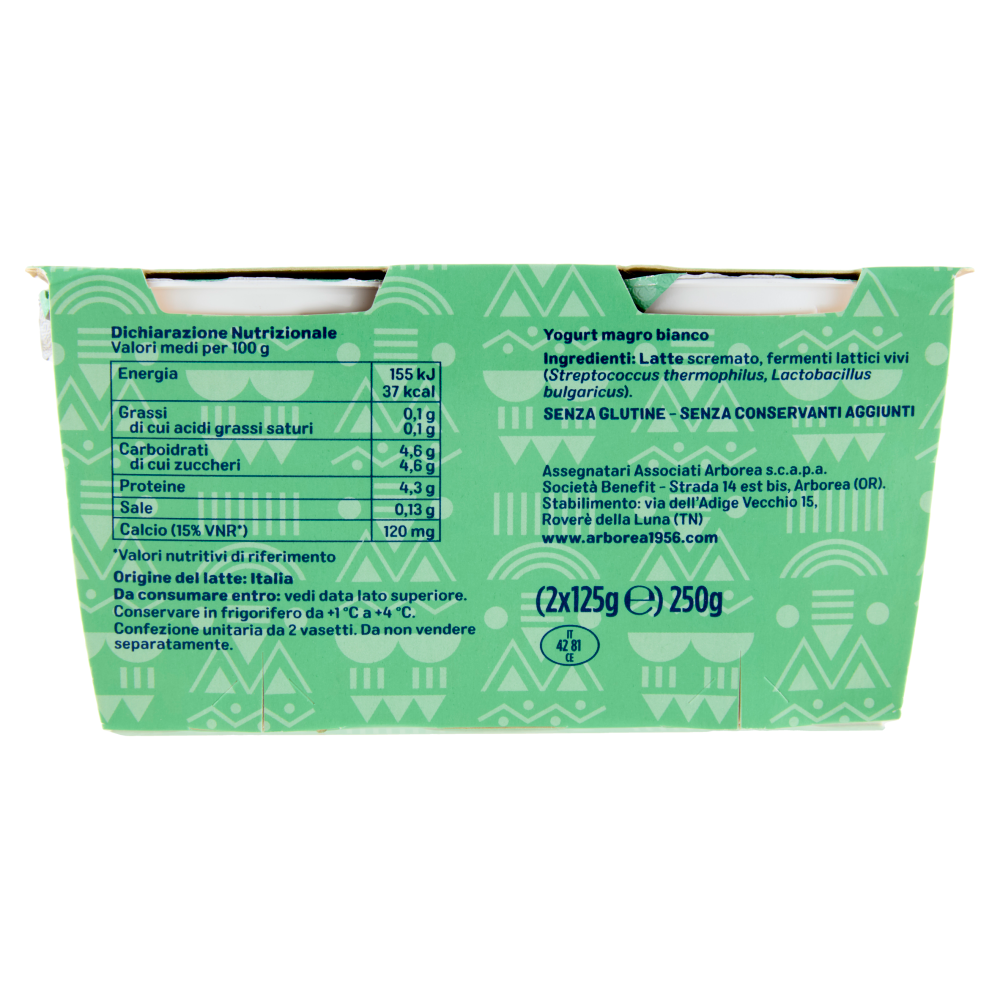 Arborea A-Yo Yogurt Zero Grassi Bianco 2 x 125 g