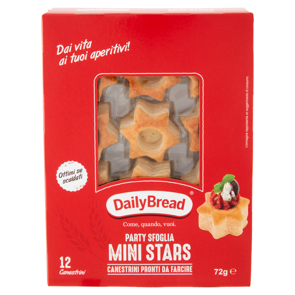 DailyBread Party Sfoglia Mini Stars 12 Canestrini 72 g