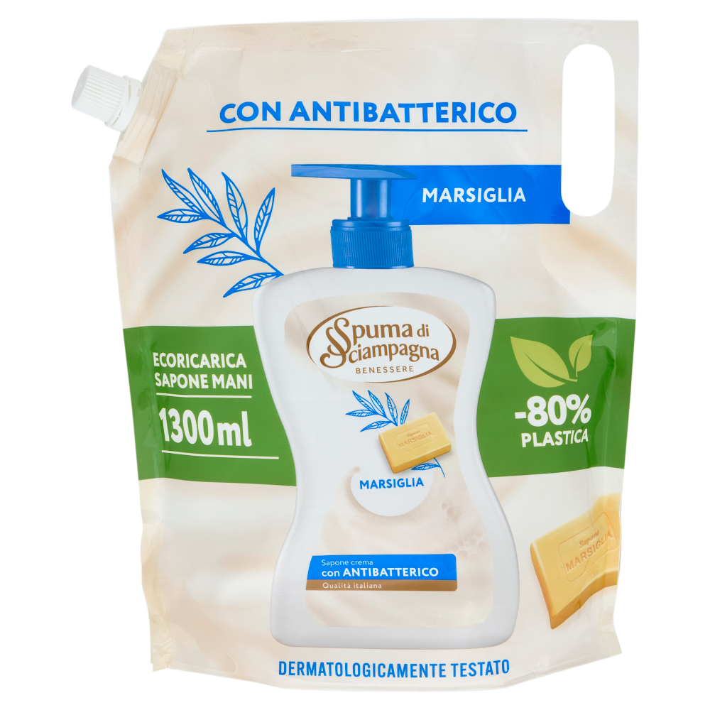 Spuma di Sciampagna Benessere Sapone crema Marsiglia Ecoricarica 1300 ml