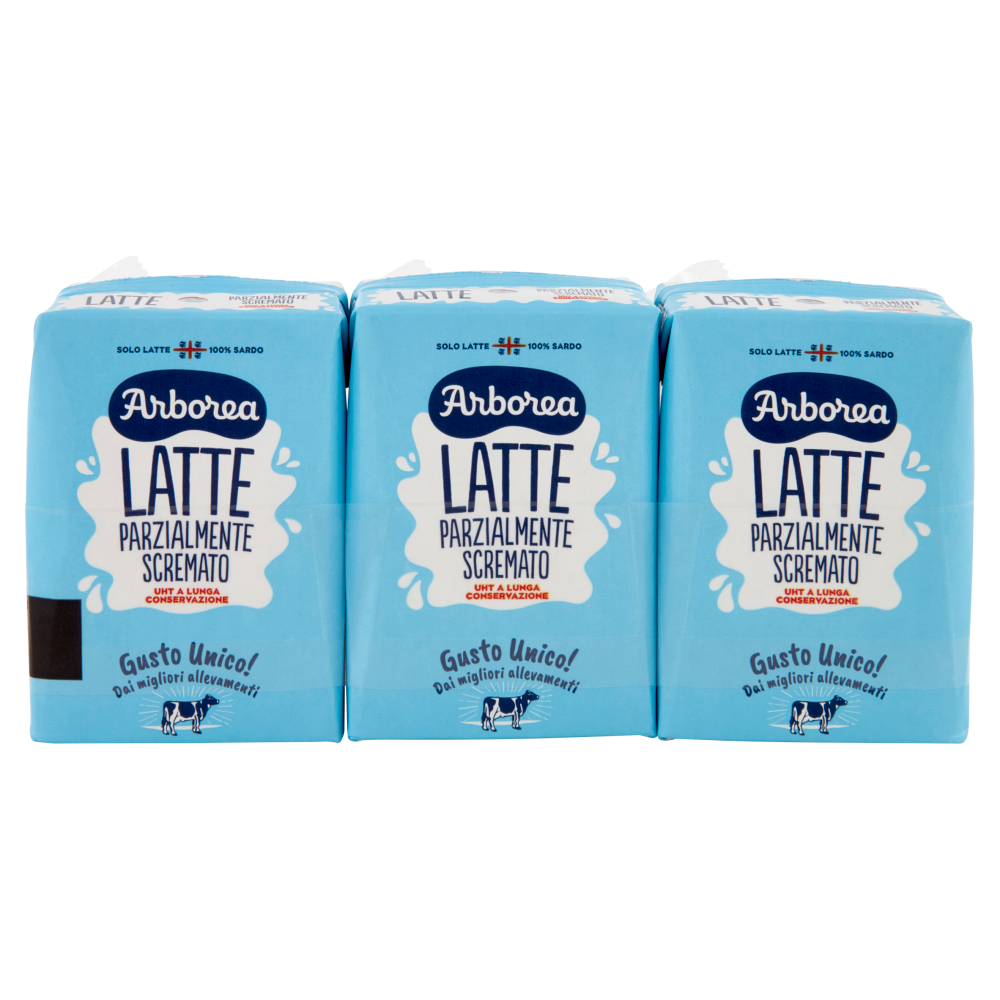 Arborea Latte Parzialmente Scremato UHT a Lunga Conservazione 3 x 200 ml
