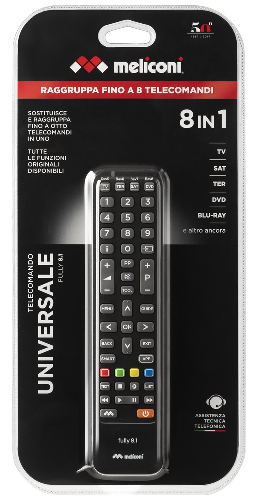 Meliconi Fully 8.1 telecomando IR Wireless DVD/Blu-ray, SAT, Sky, TV  Pulsanti | Carrefour