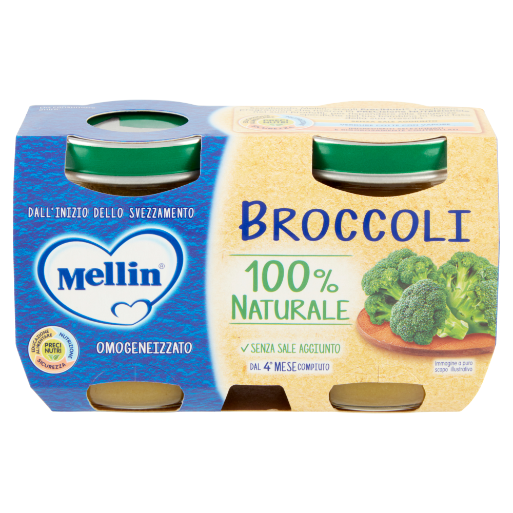 Mellin Broccoli 100% Naturale Omogeneizzato 2 x 125 g