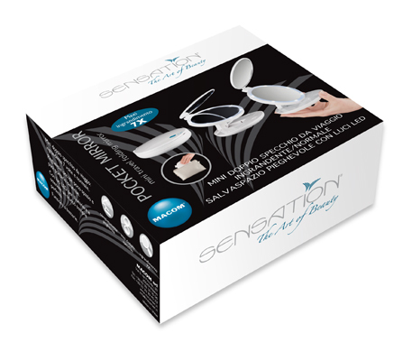 Macom Doppio specchio da borsetta luce led 7x e naturale per trucco Bianco