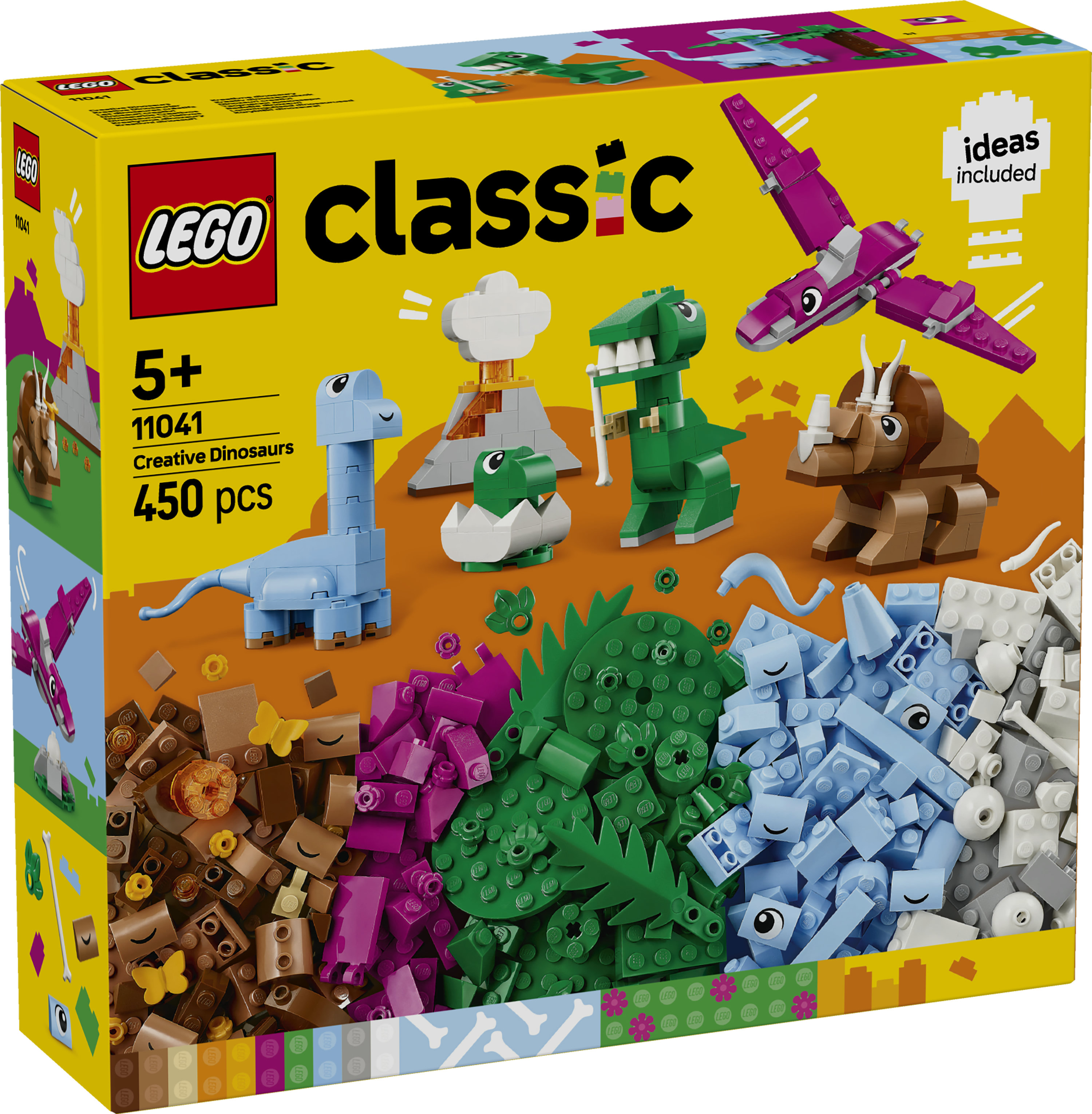 LEGO Classic 11041 Dinosauri Creativi, Giochi Bambini 5+, Colorati Animali Giocattolo da Costruire come T. Rex e Triceratopo