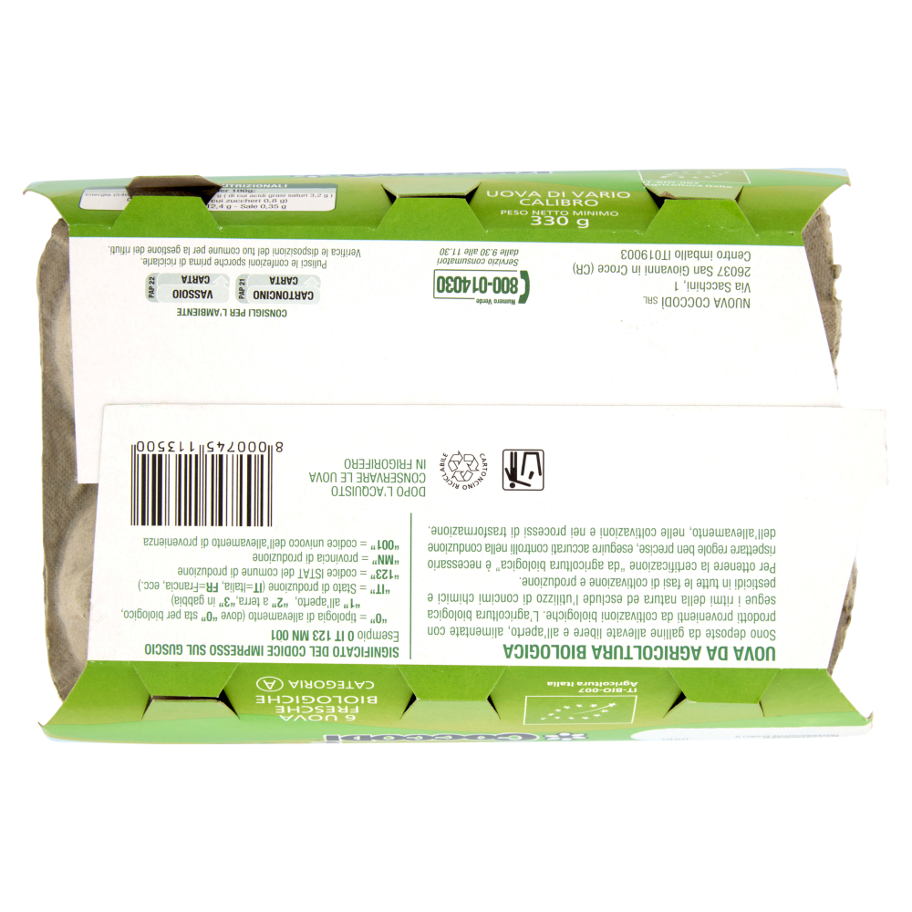 Coccodì Bio 6 Uova Fresche Biologiche 330 g