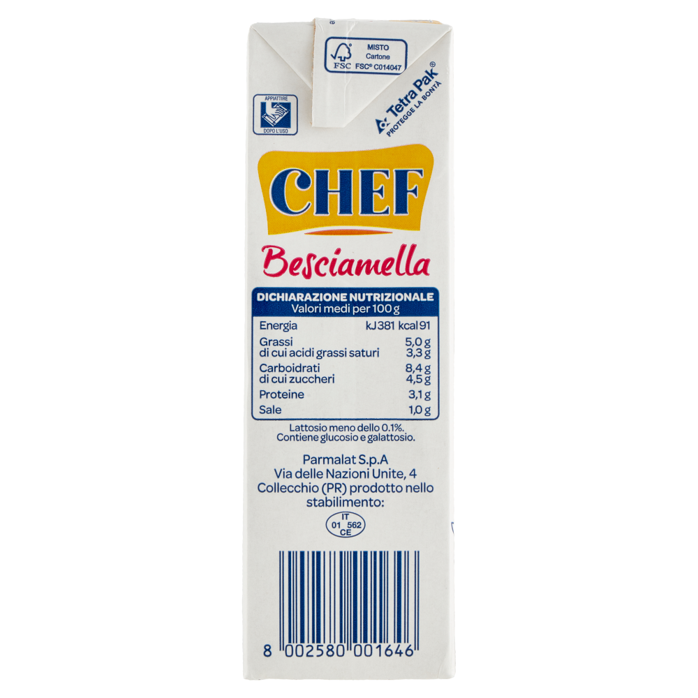 Chef Besciamella Senza Lattosio 500 ml