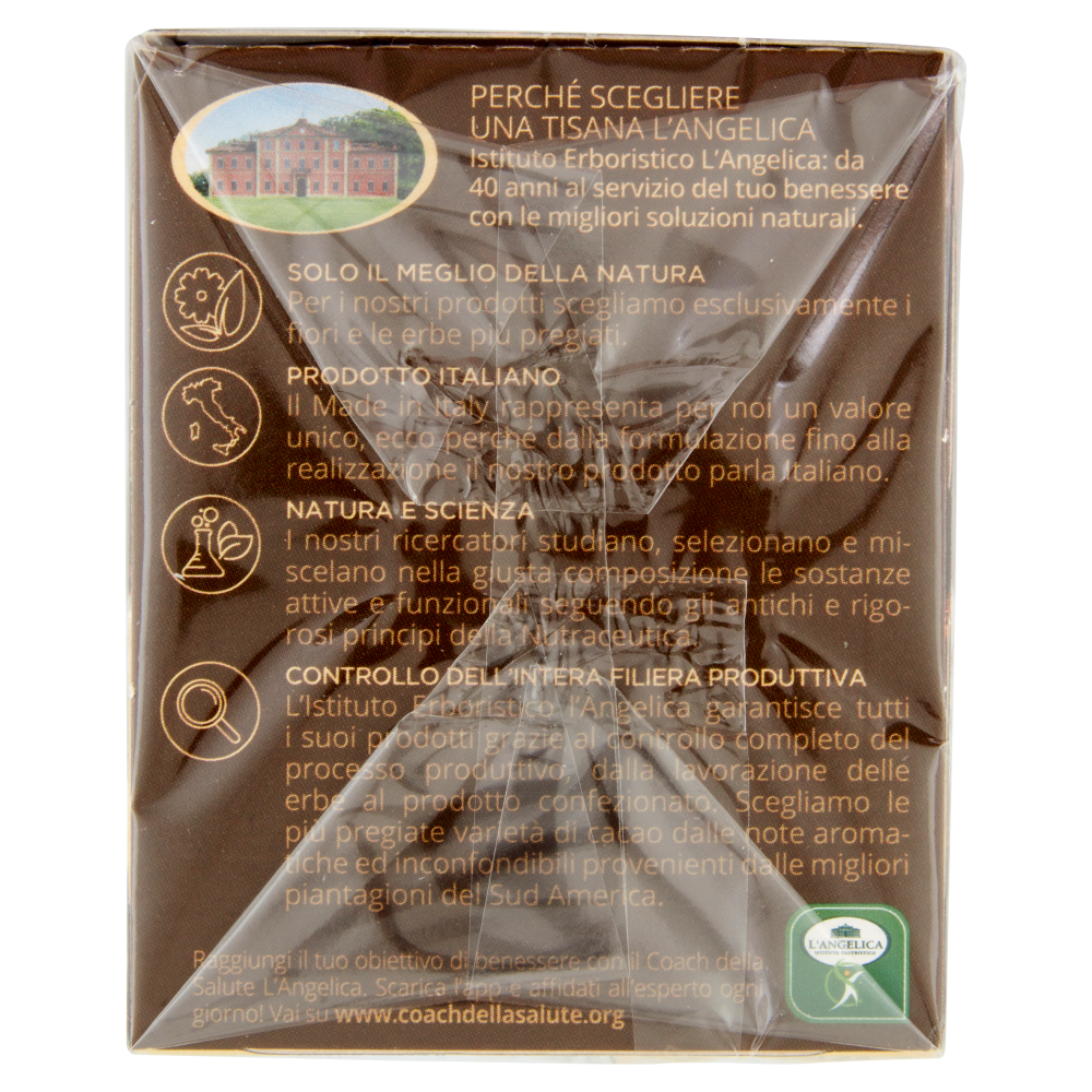 L'Angelica Le Tisane Emozioni al Cacao Cacao Cocco & Caramello Tono e Carica 15 Filtri 30 g