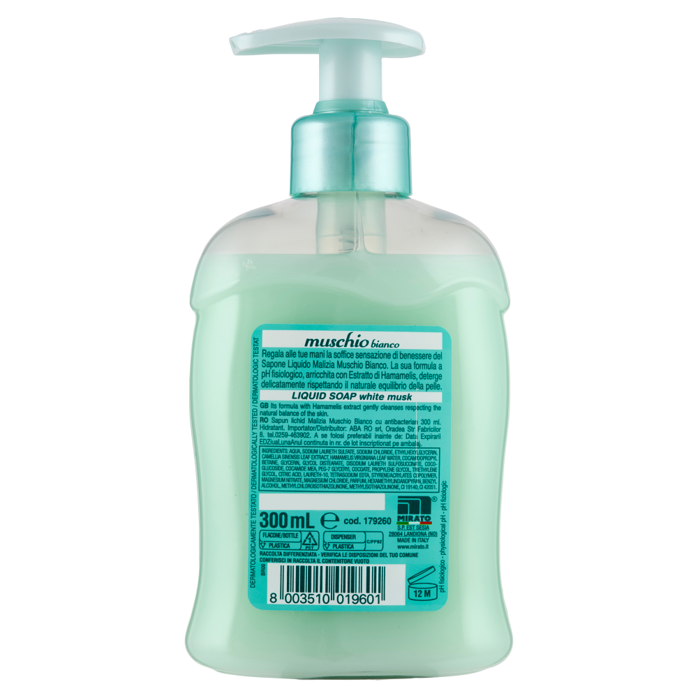 Malizia Sapone Liquido con Antibatterico Idratante muschio bianco 300 mL