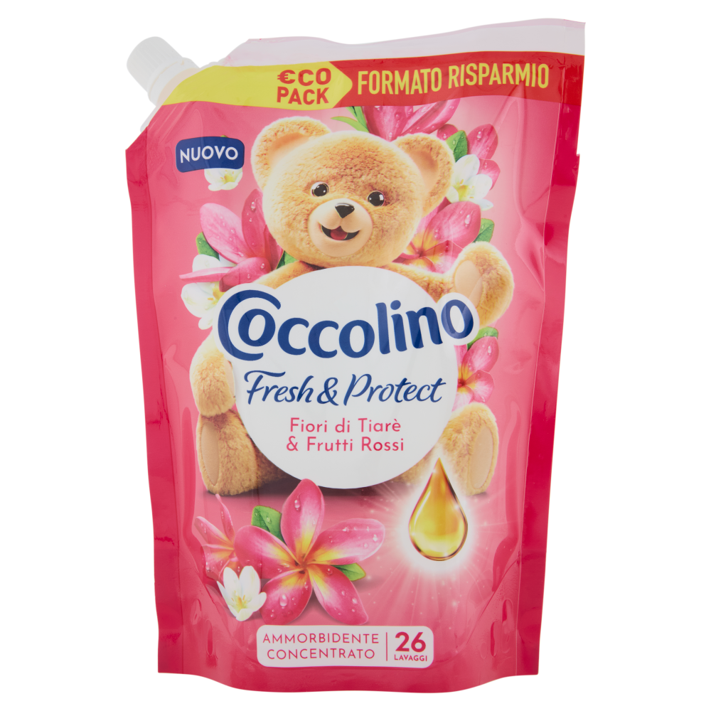 Coccolino Ammorbidente Concentrato Fresh & Protect Fiori di Tiarè & Frutti Rossi 26 Lavaggi 600 ml