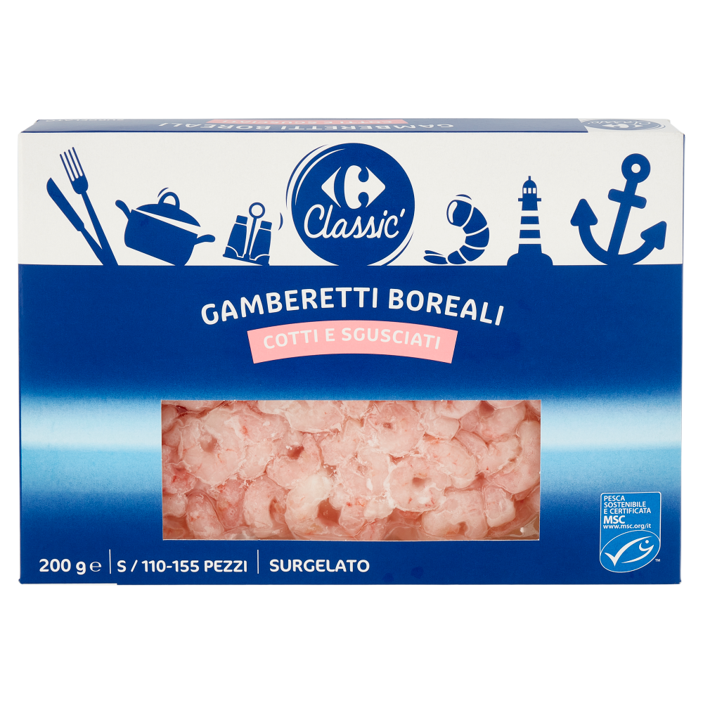 Carrefour Classic Gamberetti Boreali Cotti e Sgusciati Surgelato 200 g