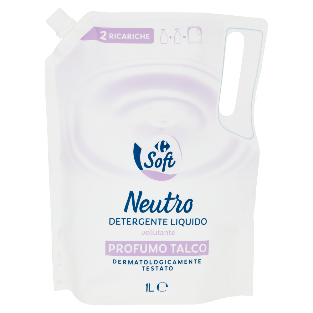 Carrefour Soft Neutro Detergente Liquido Profumo Talco Ricarica 1 L