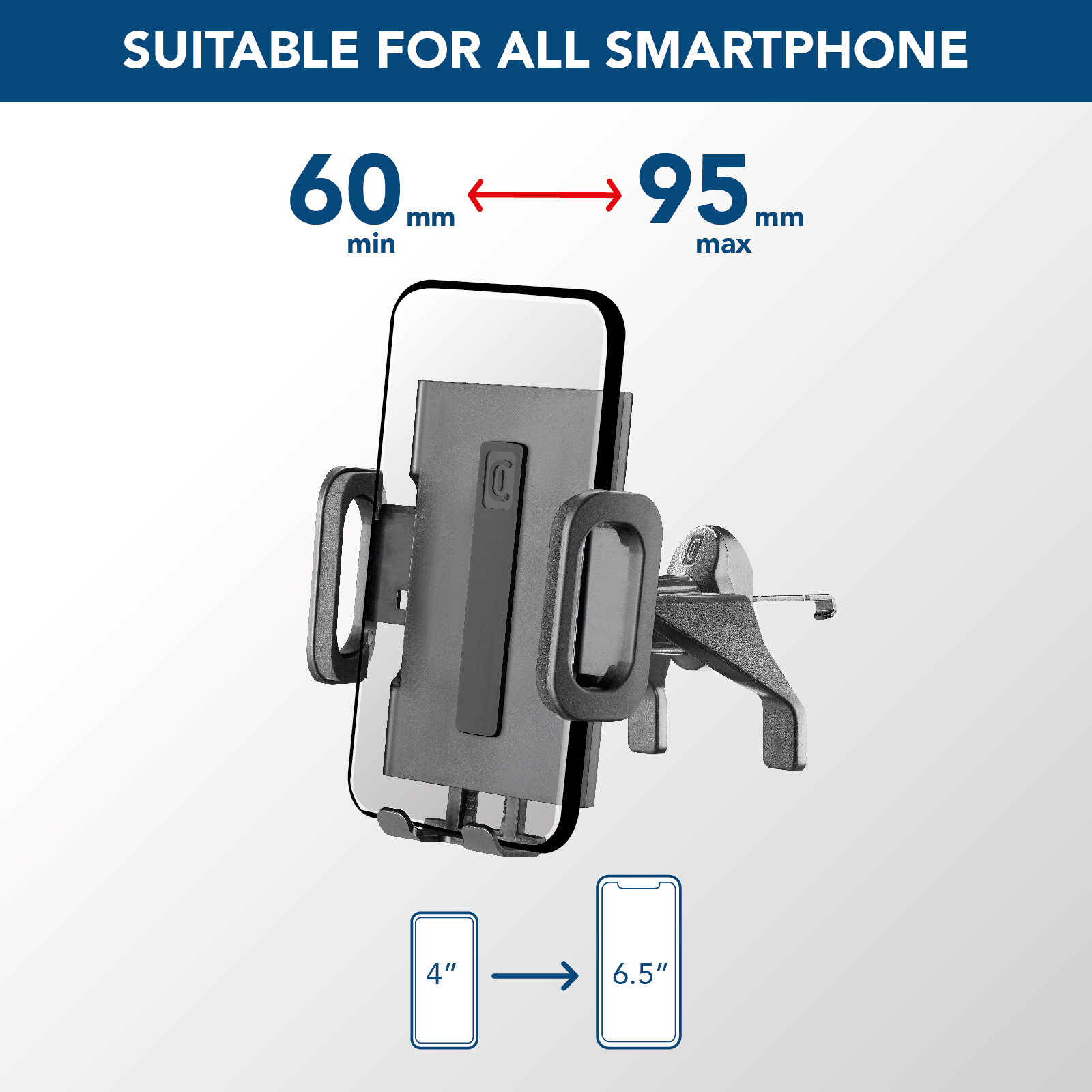 Cellularline Hug Fit Supporto smartphone da auto per bocchette