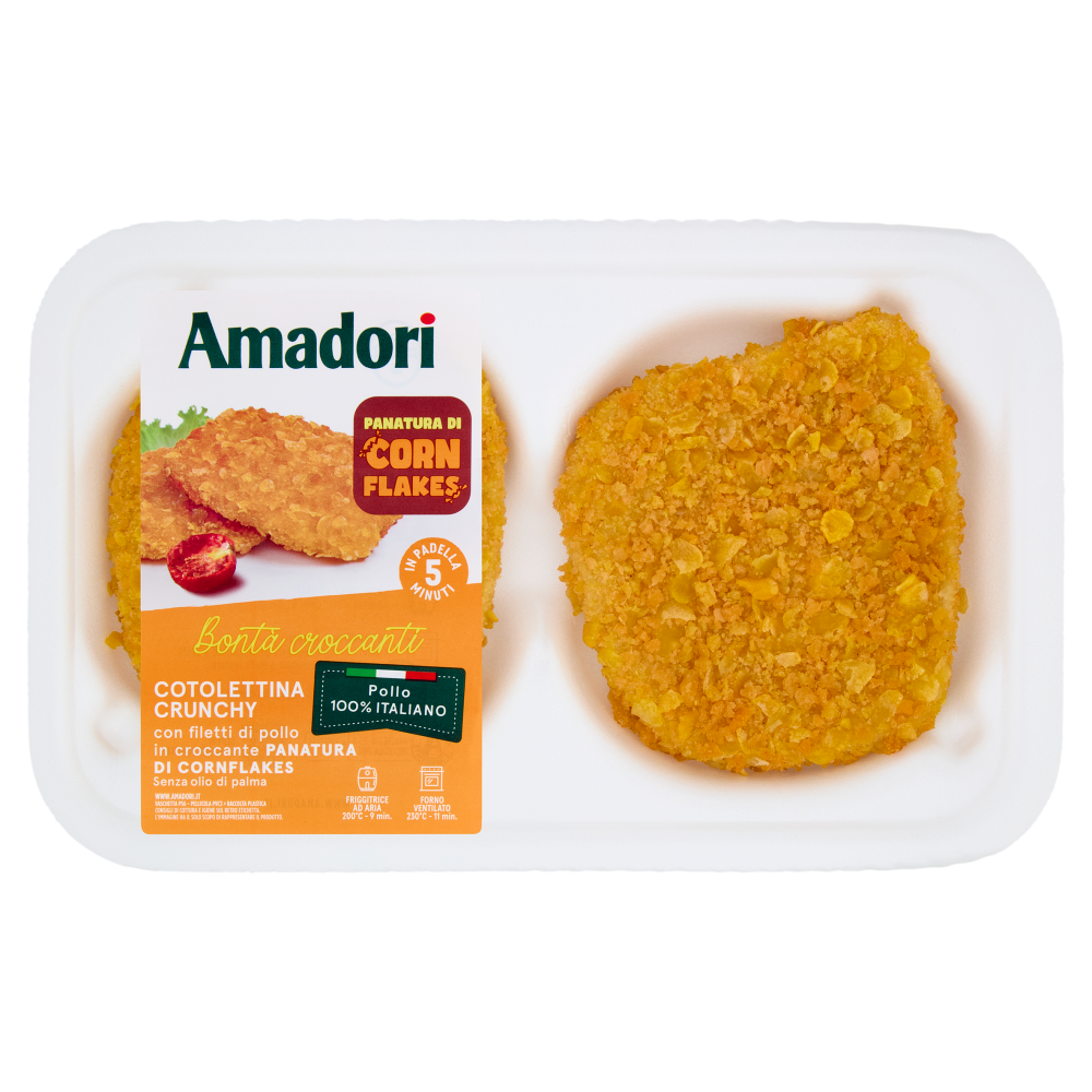 Amadori Cotolettina Crunchy con filetti di pollo in croccante Panatura di Cornflakes 0,150 kg