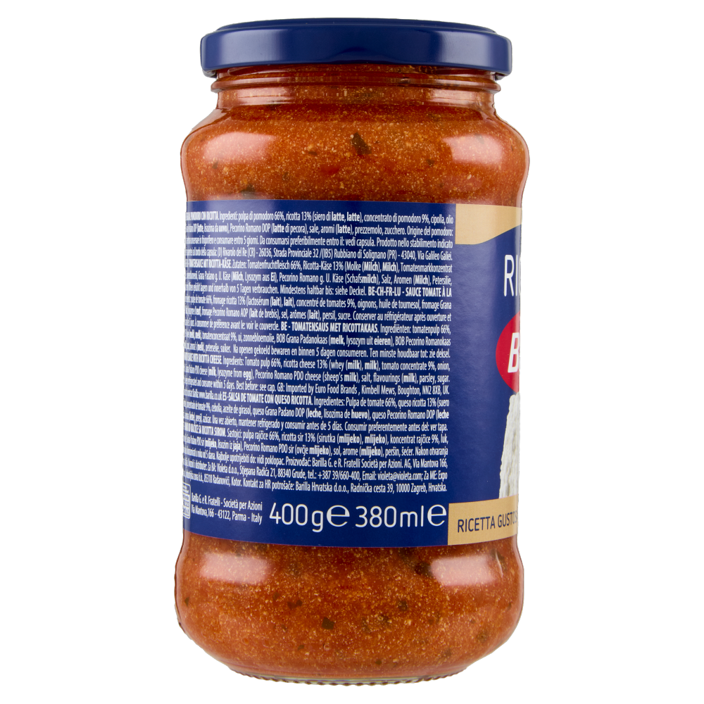Barilla Sugo Ricotta 100% Pomodoro Italiano Condimento per Pasta 400g