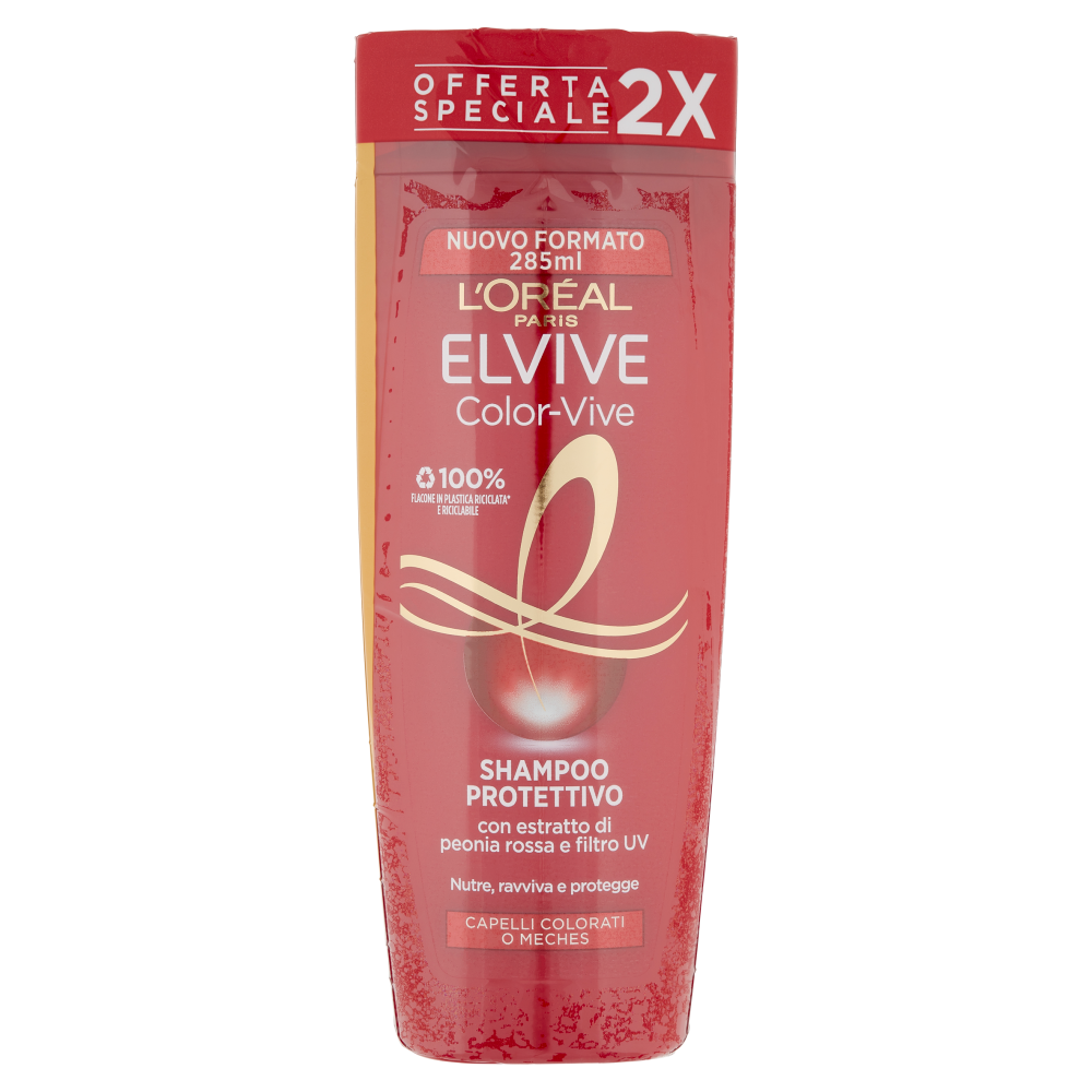 L'Or&eacute;al Paris Shampoo Elvive Color Vive, Per Capelli Colorati o con M&egrave;ches, Confezione da 2