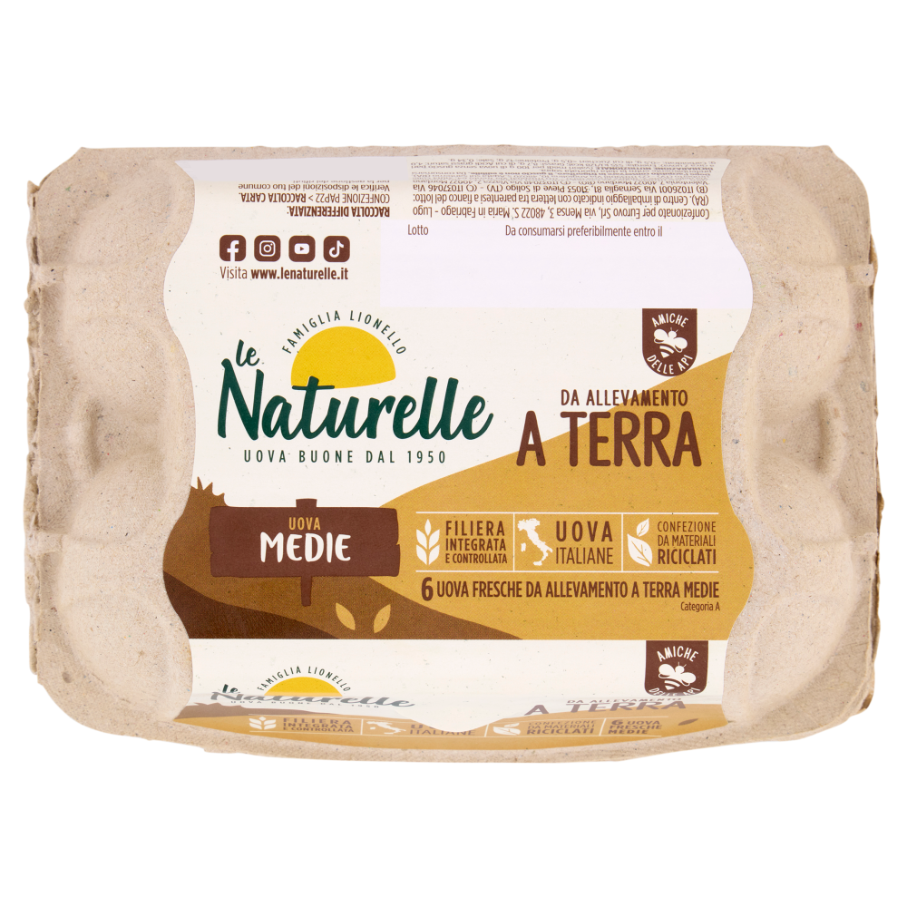 le Naturelle 6 Uova Fresche da Allevamento a Terra Medie