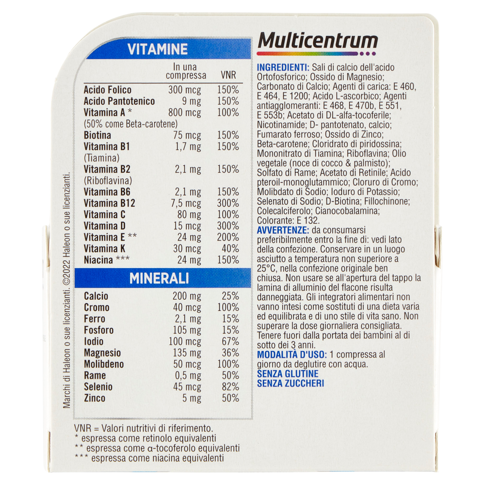 Multicentrum Uomo 50+ Integratore Multivitaminico con Vitamina D, B12, Calcio e Magnesio 30 cpr 40 g
