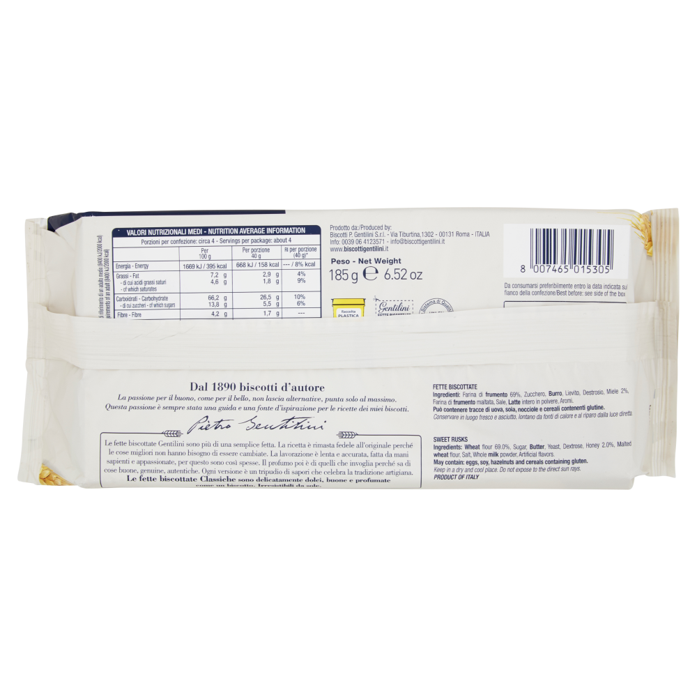 Gentilini Fette Biscottate Classiche 185 g