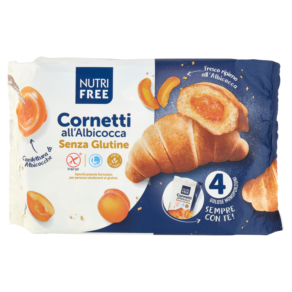 Nutrifree Cornetti all'Albicocca Senza Glutine 4 Monoporzioni 240 g