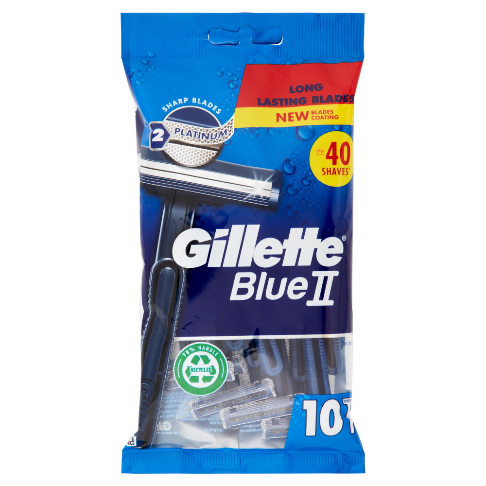 Gillette Blue II Rasoio da Uomo Usa e Getta a 2 Lame, 10 Rasoi