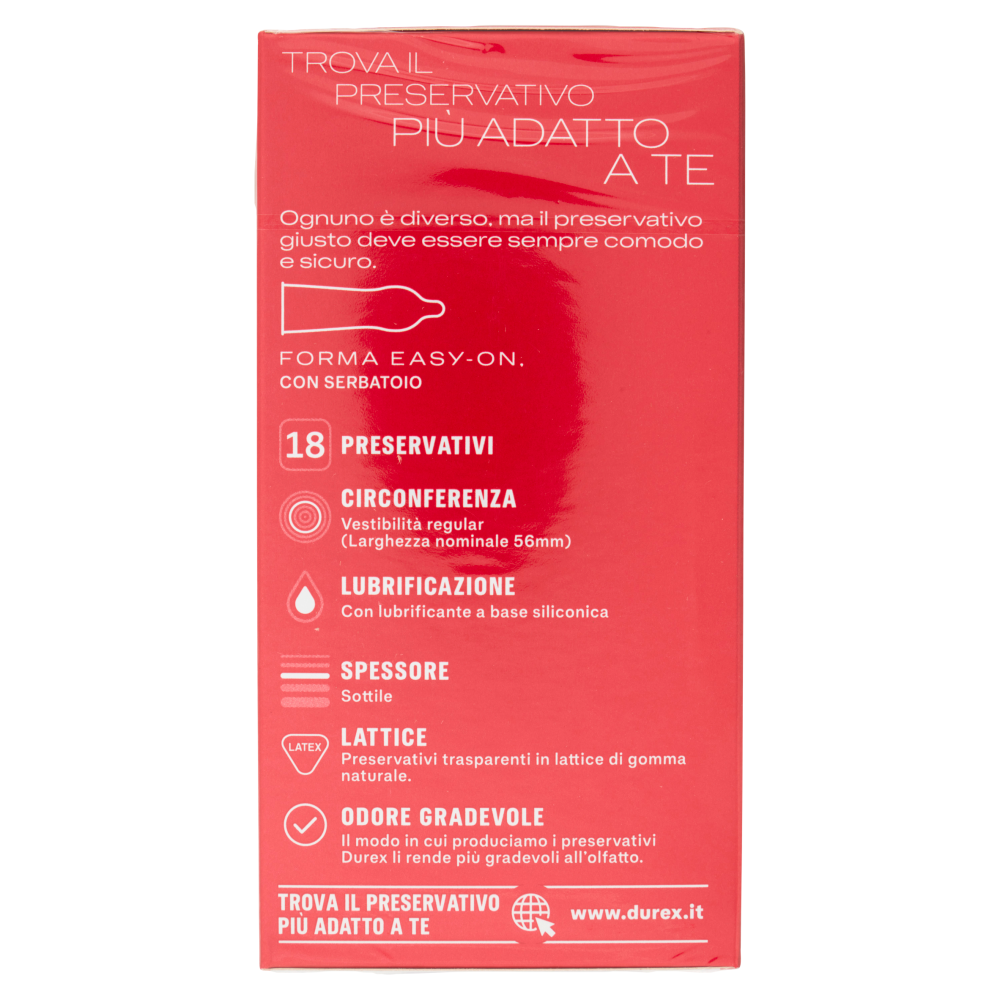 Durex Preservativi Supersottile Vestibilità Regolare, 18 Preservativi
