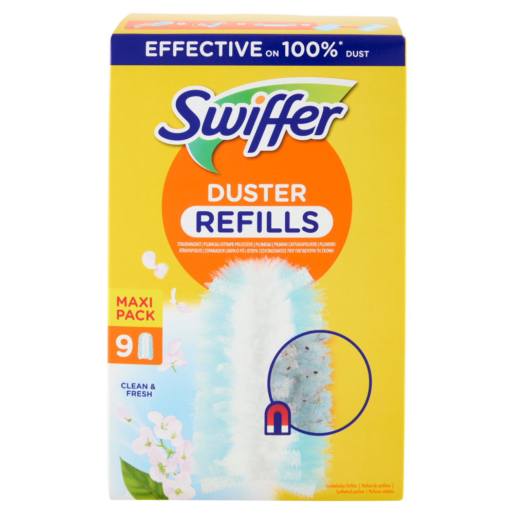 Swiffer Duster Cattura Polvere Clean & Fresh - Ricarica 9 Piumini per spolverare