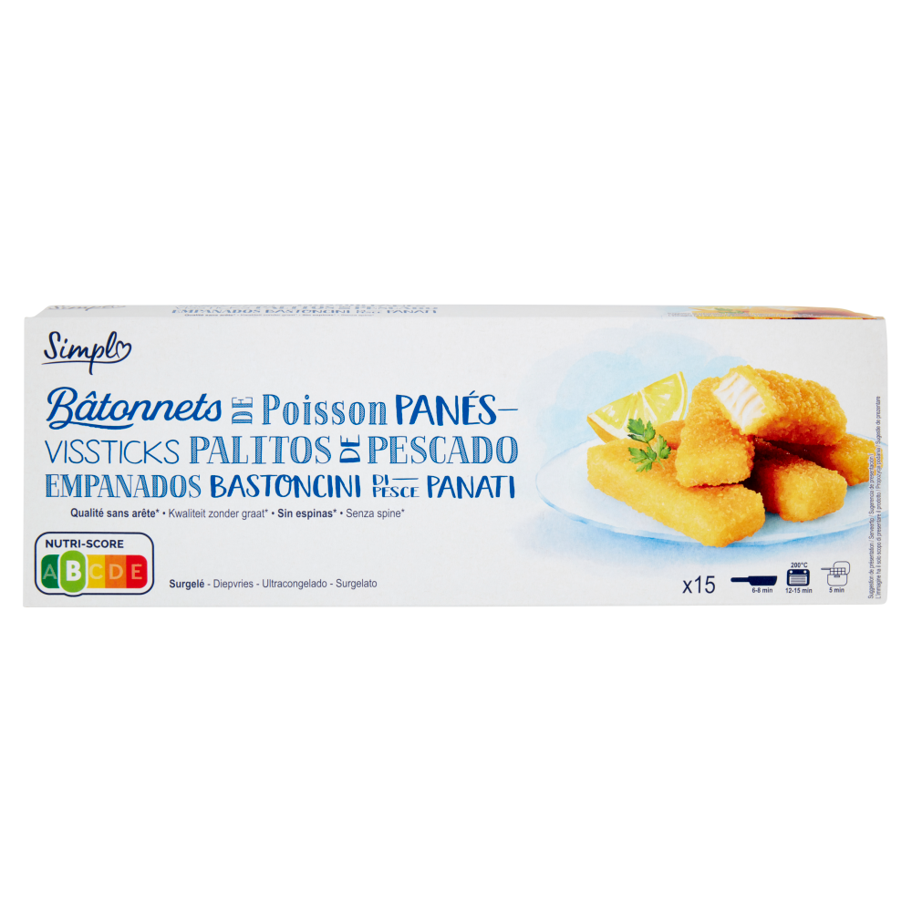 Simpl Bastoncini di Pesce Panati Surgelato 15 x 30 g