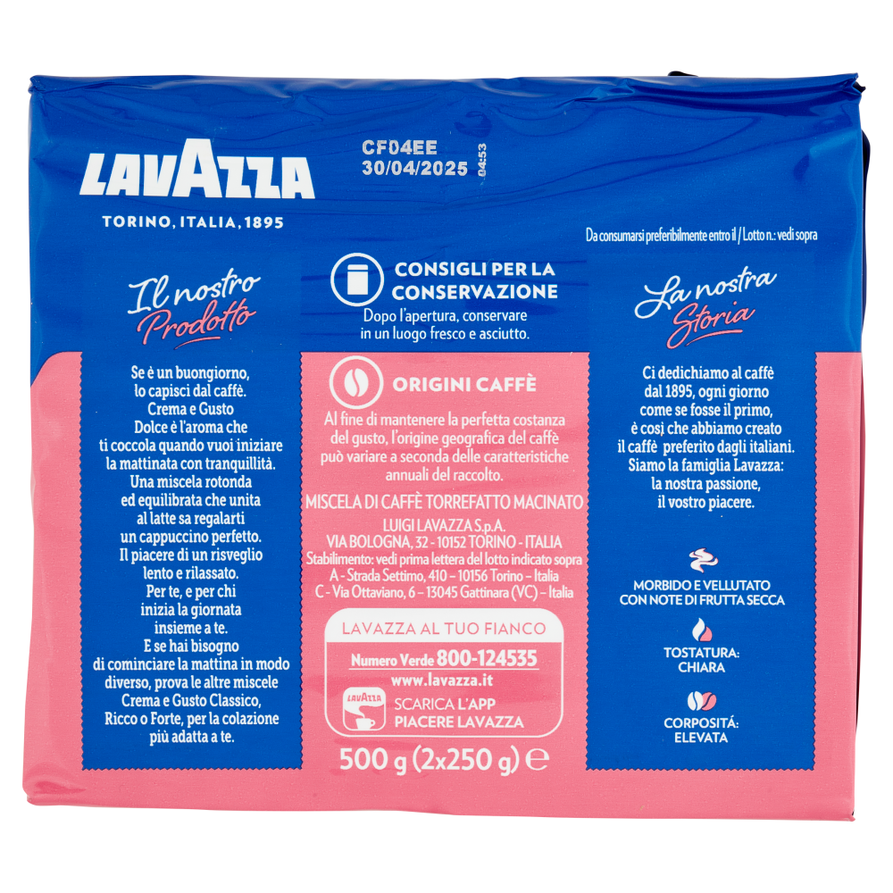 Lavazza crema e gusto Dolce Caffè Macinato 2 x 250 g