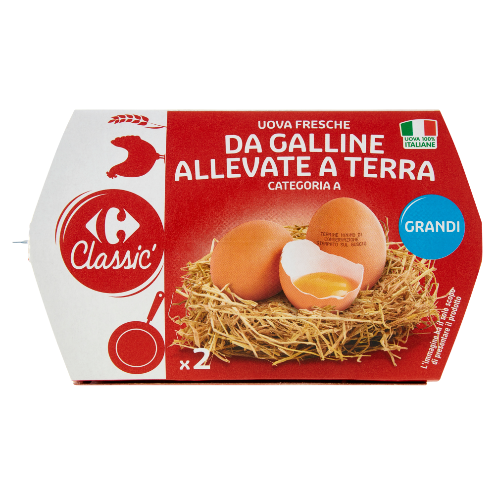 Carrefour Classic Uova Fresche da Galline Allevate a Terra Categoria A Grandi x2