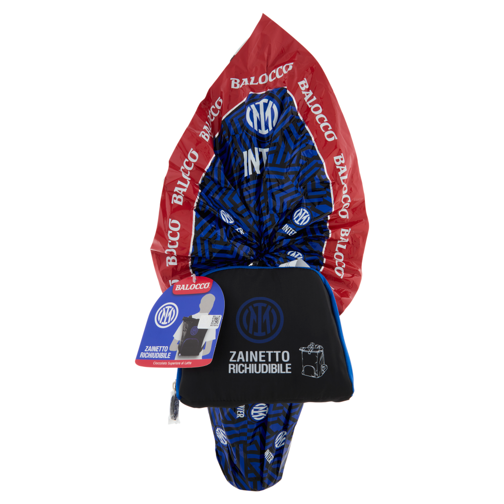 Balocco Uovo di Cioccolato Superiore al Latte Inter + gadget esterno (zainetto richiudibile) 320g
