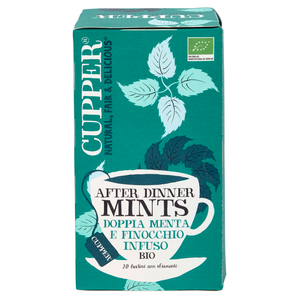 CUPPER After Dinner Mints Infuso Biologico Doppia Menta e Finocchio, Tisana Digestiva 20 Bustine 38g