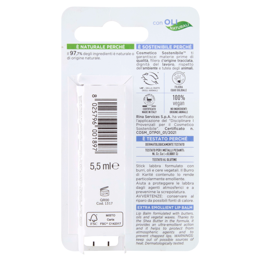 I Provenzali Stick Labbra Vegetale Karité Ultra Emolliente 5,5 ml