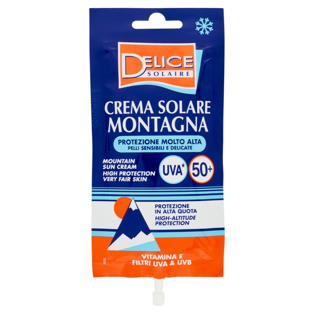 Delice Solaire Crema Solare Montagna Protezione Molto Alta Pelli Sensibili e Delicate 50+ 50 ml