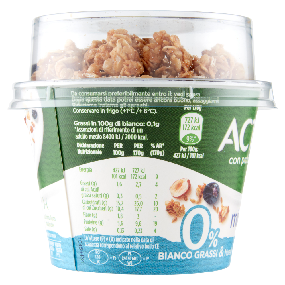 ACTIVIA Mix&Go con Probiotico Bifidus, 0 Grassi, Yogurt con Muesli