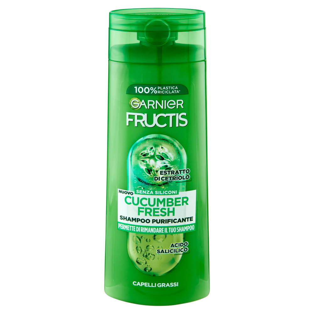 Garnier Fructis Shampoo Cucumber Fresh, shampoo purificante per capelli grassi, 250 ml