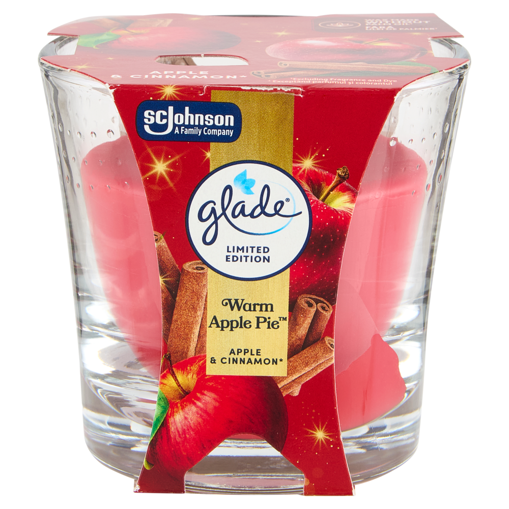 Glade Candela profumata, Edizione Limitata, fragranza Warm Apple Pie 112 g