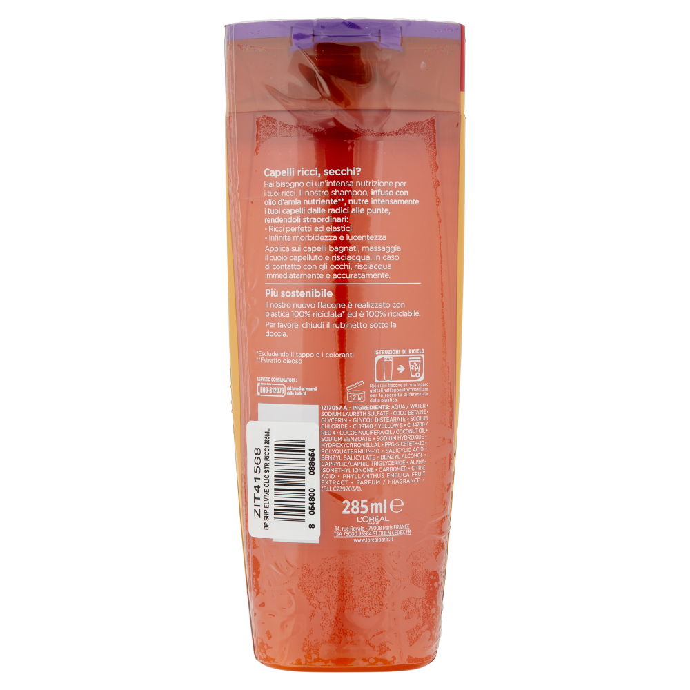 L'Or&eacute;al Paris Shampoo Elvive Olio Straordinario Ricci Sublimi, Per Capelli Ricci, Confezione da 2