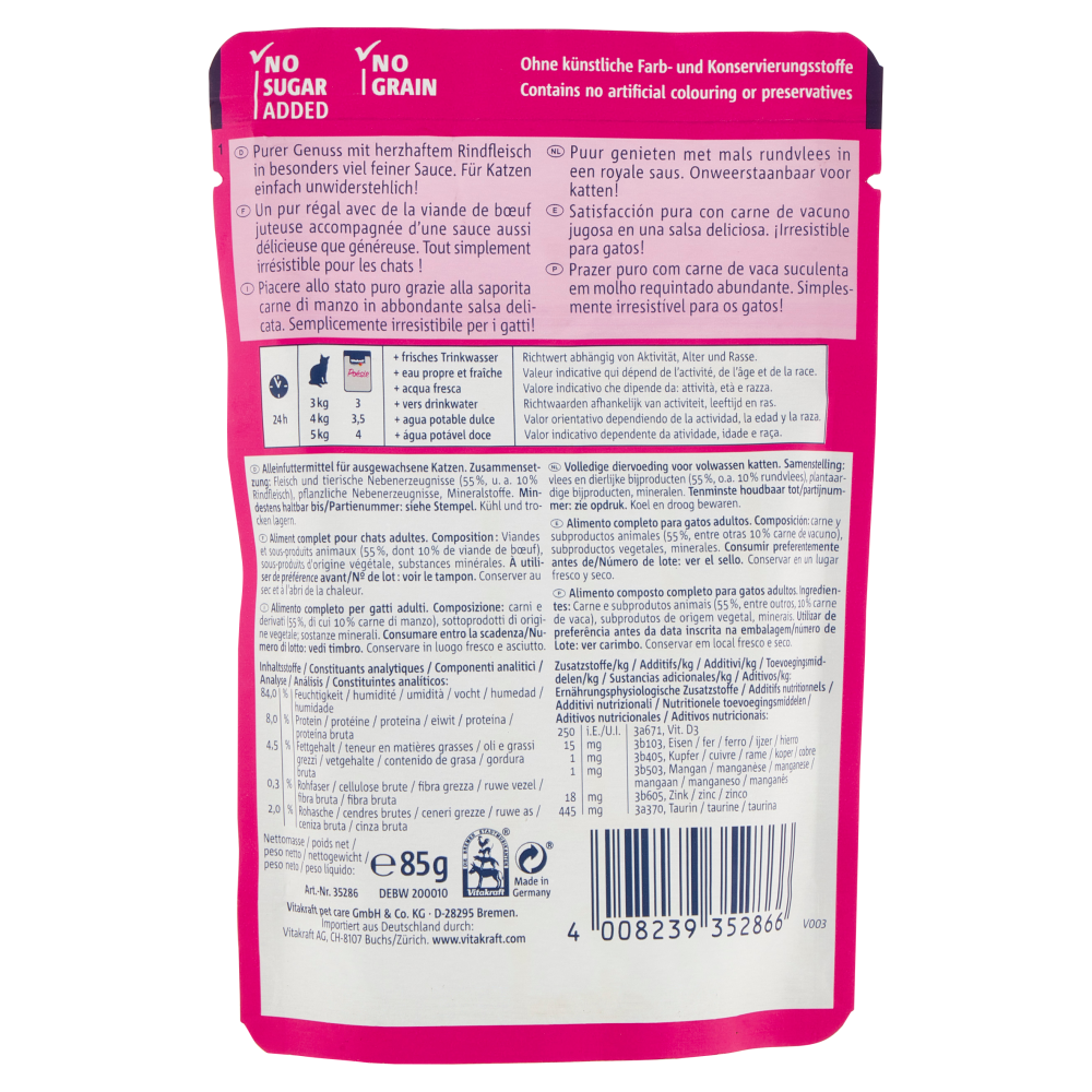 Vitakraft Poésie Délice Sauce con Manzo 85 g