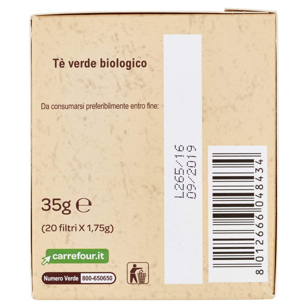 Carrefour Bio Tè verde Biologico Origine India 20 x 1,75 g