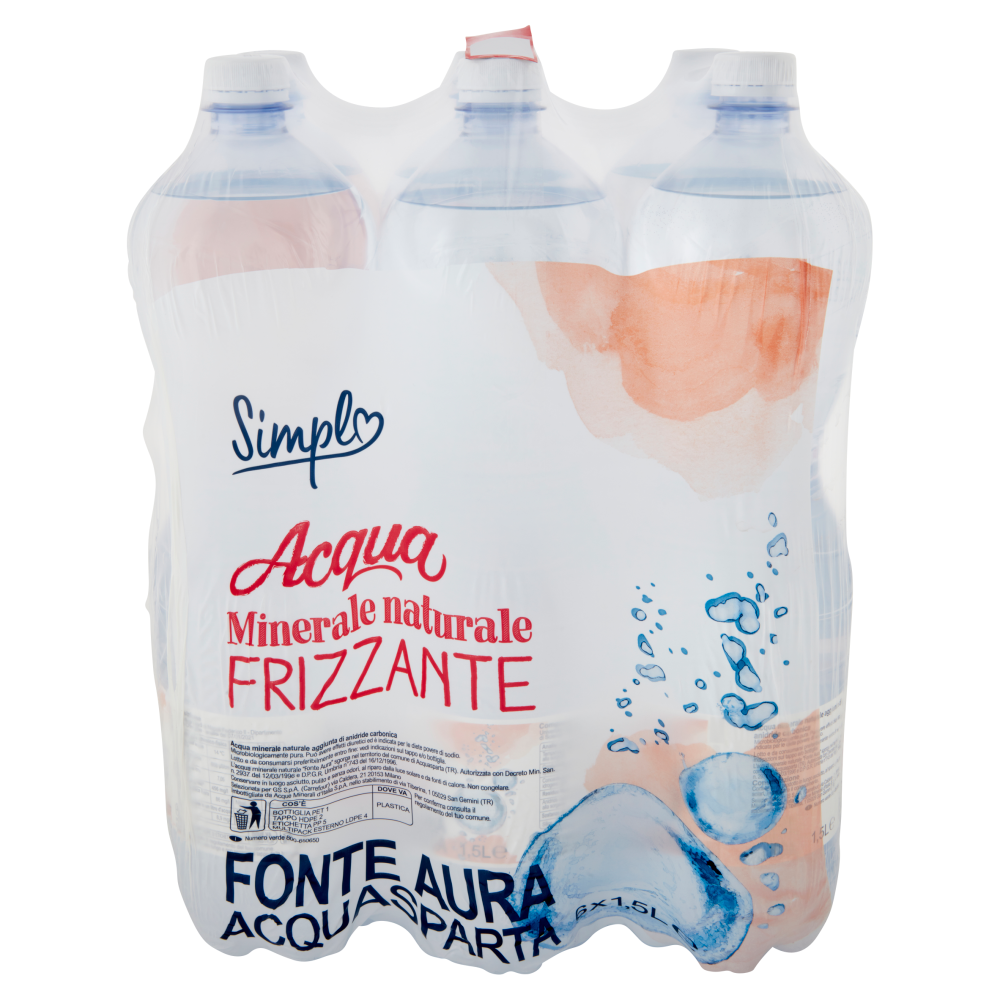Simpl Acqua Minerale naturale Frizzante 6 x 1,5 L